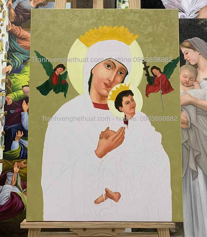 Tranh công giáo,đức mẹ hằng cứu giúp,tranh đức mẹ bế con ,tranh vẽ nghệ thuật , tranh lòng chúa thương xót,tranh đức mẹ lên trời