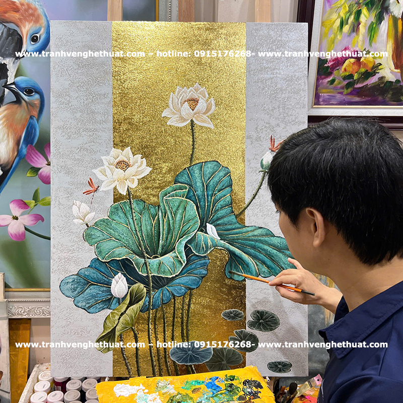 Tranh sen treo ph&ograve;ng kh&aacute;ch,tranh bạch li&ecirc;n hoa, tranh bạch li&ecirc;n hạ ch&iacute;, Tranh vẽ nghệ thuật, tranh trang tri ph&ograve;ng kh&aacute;ch, tranh treo phong kh&aacute;ch hiện đại, tranh treo ph&ograve;ng kh&aacute;ch indochina   