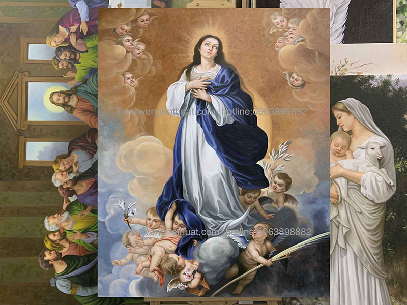 Tranh đức mẹ lên trời,Tranh công giáo ,tranh vẽ nghệ thuật ,tranh chúa chăn chiên, tranh lòng chúa thương xót,tranh gia đình thánh gia 