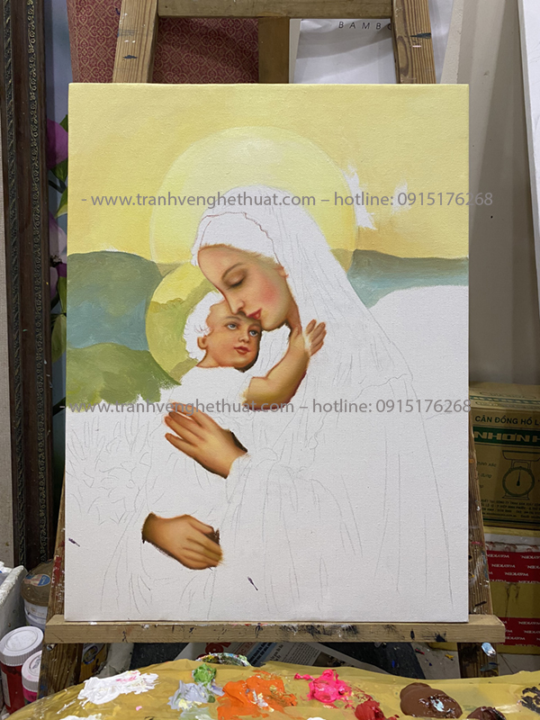 Tranh đức mẹ bế con,Tranh công giáo ,tranh vẽ nghệ thuật ,tranh chúa chăn chiên, tranh lòng chúa thương xót,tranh gia đình thánh gia 