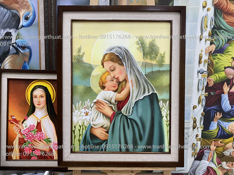 Tranh đức mẹ bế con,Tranh công giáo ,tranh vẽ nghệ thuật ,tranh chúa chăn chiên, tranh lòng chúa thương xót,tranh gia đình thánh gia 