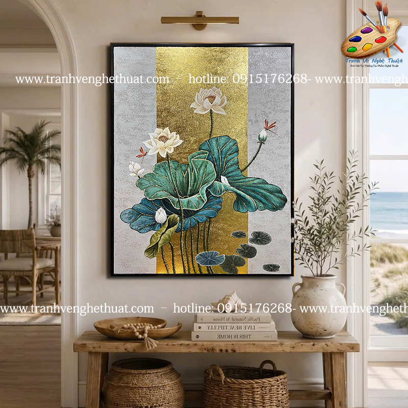 Tranh sen treo ph&ograve;ng kh&aacute;ch,tranh bạch li&ecirc;n hoa, tranh bạch li&ecirc;n hạ ch&iacute;, Tranh vẽ nghệ thuật, tranh trang tri ph&ograve;ng kh&aacute;ch, tranh treo phong kh&aacute;ch hiện đại, tranh treo ph&ograve;ng kh&aacute;ch indochina   