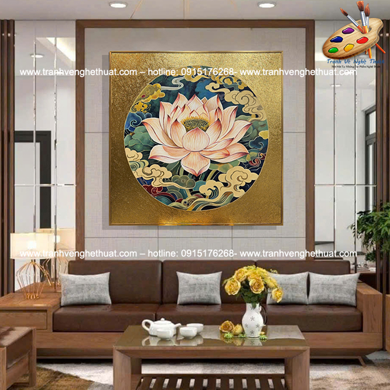 Tranh sen treo phòng khách, tranh bạch liên hoa, tranh bạch liên hạ chí, Tranh vẽ nghệ thuật, tranh trang tri phòng khách, tranh treo phong khách hiện đại, tranh treo phòng khách indochina